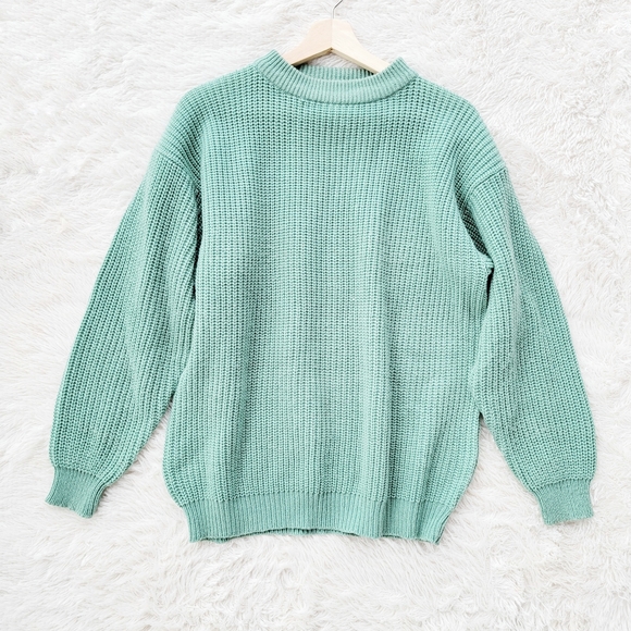 Vintage Soft Green Slouchy Knit Sweater - Picture 1 of 6